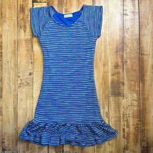 Ginger G Dress size XS Blue and Rainbow Casual Knit Short Sleeve Dress Spring